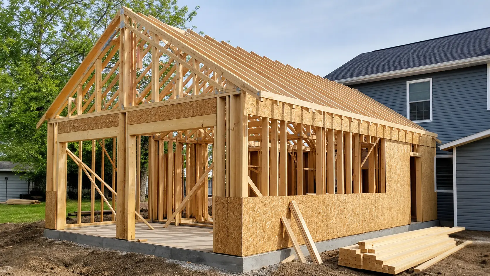 Framing project by Weber Construction in Central New York