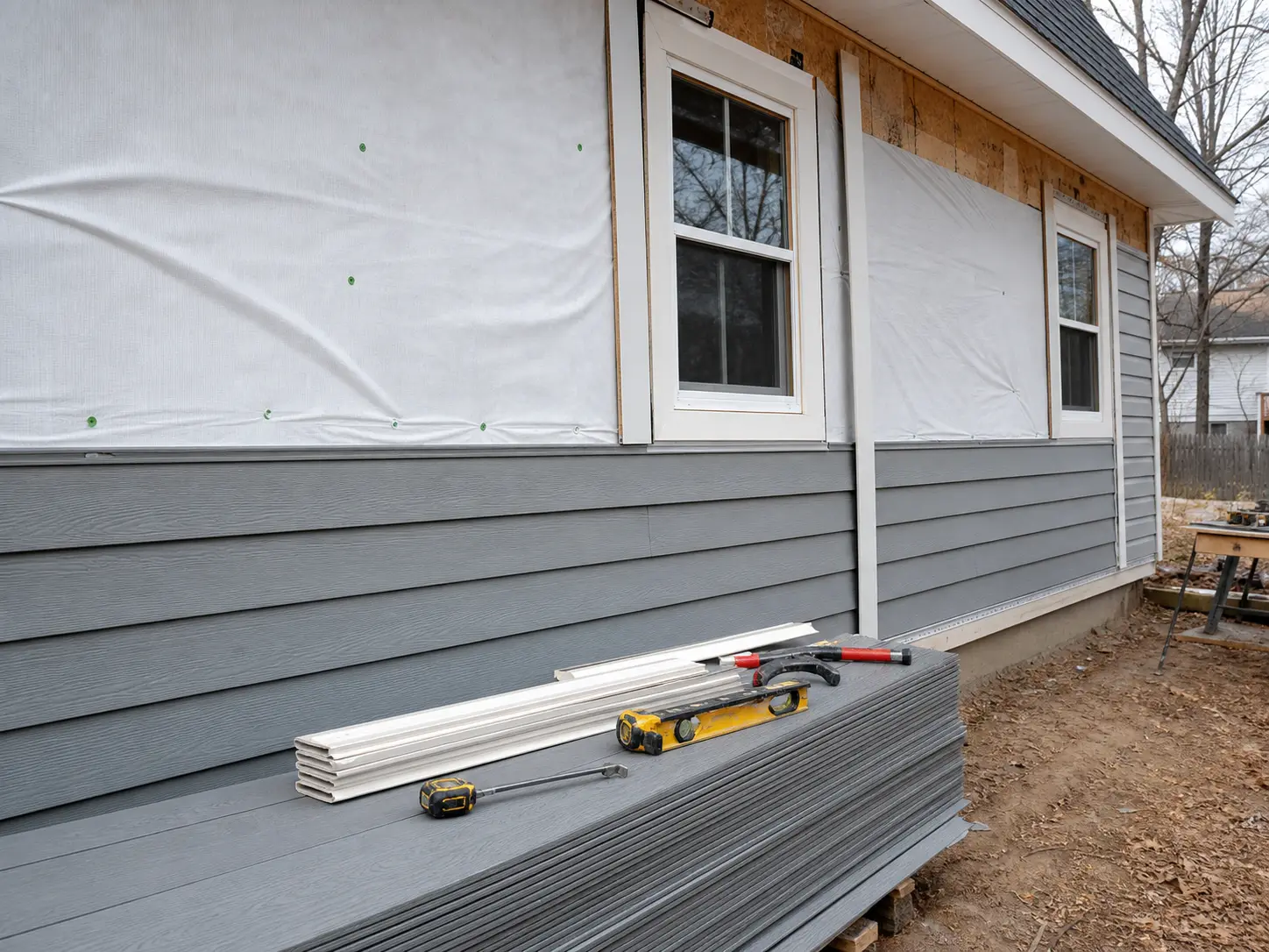 Siding work in progress by Weber Construction